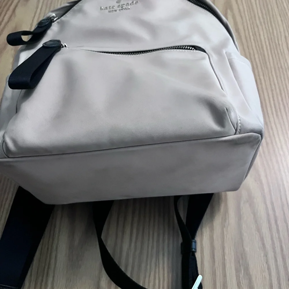 kate spade light beige nylon backpack with black trim - Picture 4 of 7